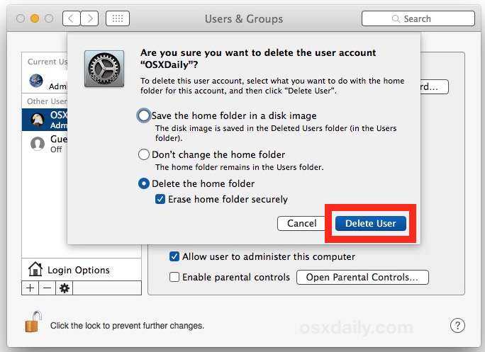 Как удалить администратора на macbook air?