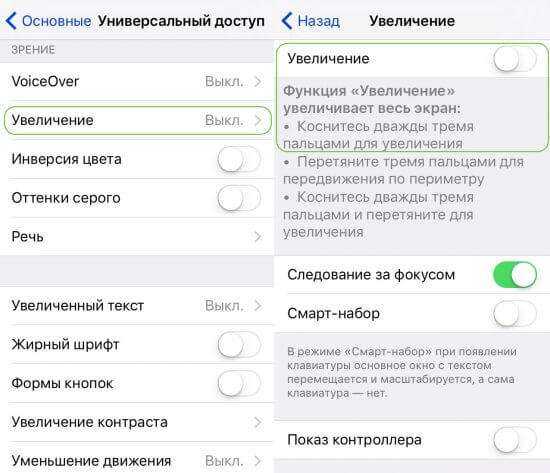 Как отключить увеличение экрана на iphone: выключение лупы на айфоне 5, 6, 7 и 10