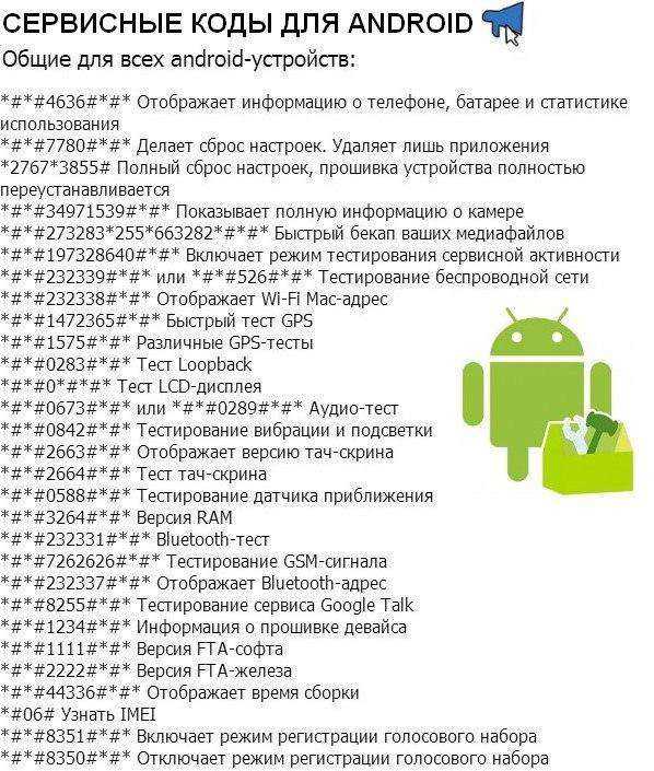 Секретные коды android