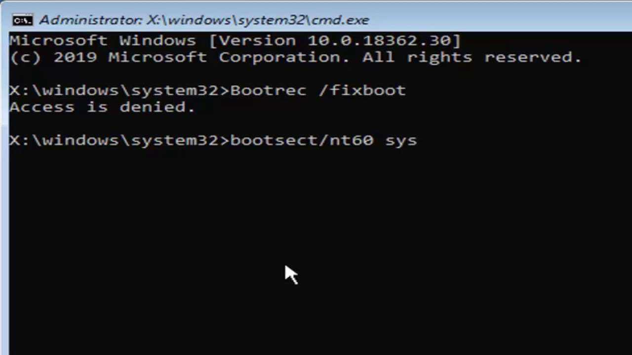 Bootrec/fixboot отказано в доступе windows 10: причина и что делать, 4 шага