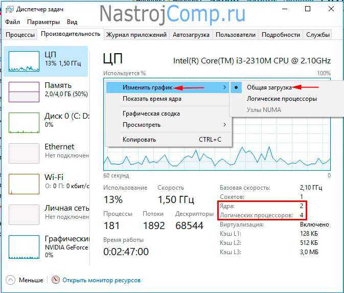 Как узнать количество ядер и частоту процессора компьютера в windows 10?